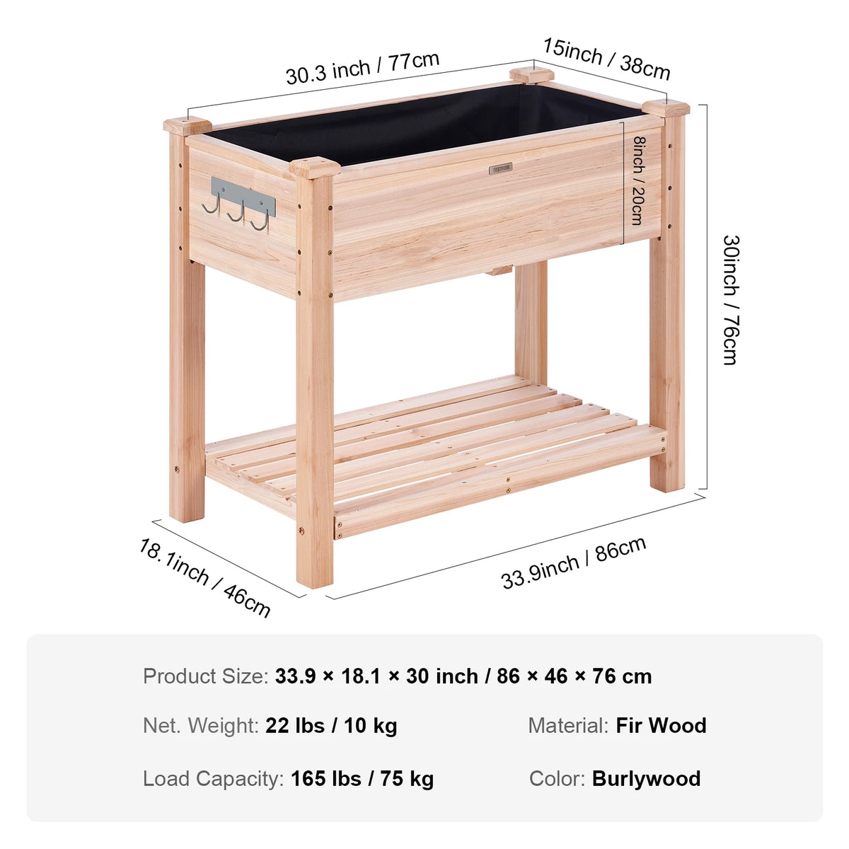 SucceBuy Wooden Raised Garden Bed Planter Box Elevated/Floor w/ Whole Kit and Drainage System for Planting Flower Vegetable Herb