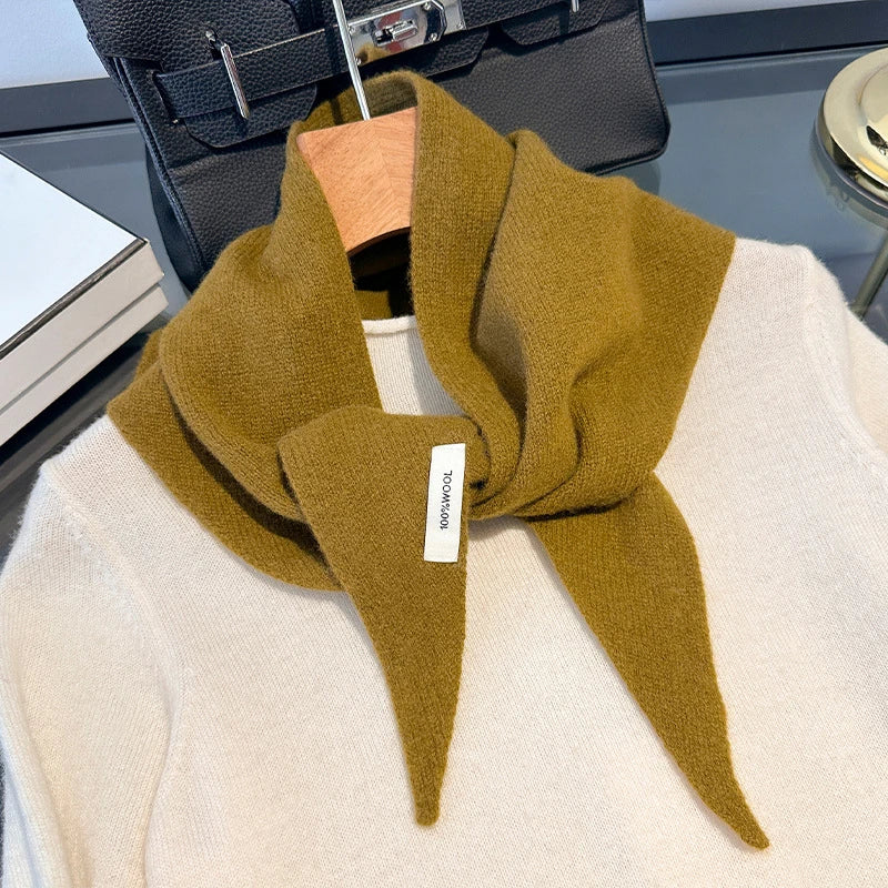 Hundred Percent Wool British Korean Triangular Scarf Women Knit Shawl