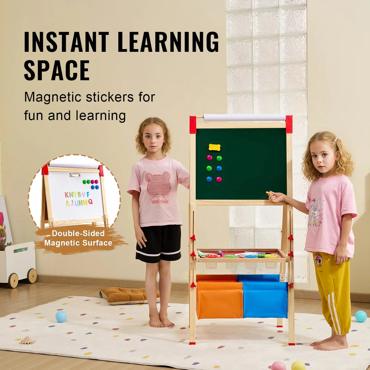 SucceBuy Children Magnetic Drawing Board And Standing Art Easel
