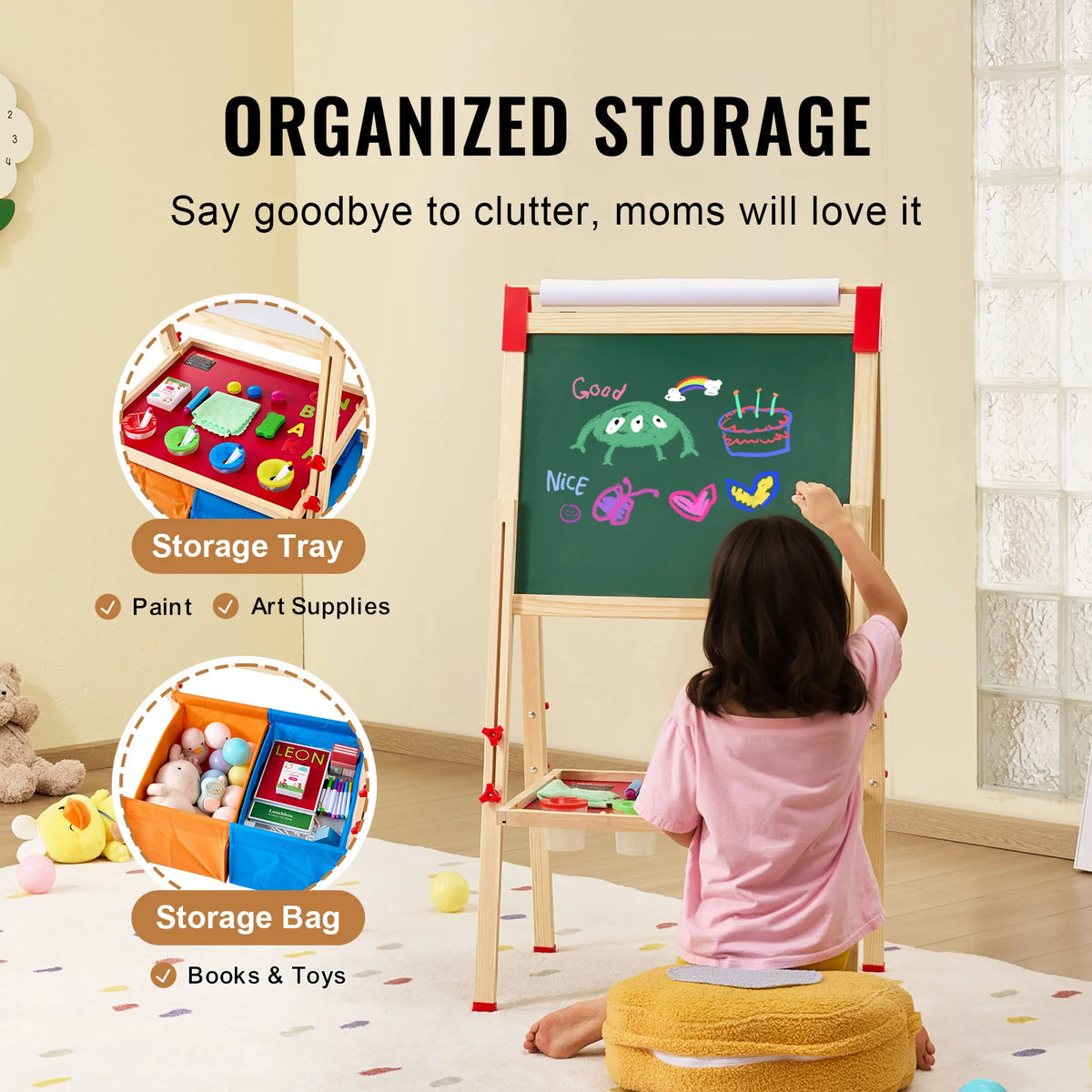 SucceBuy Children Magnetic Drawing Board WordPad Baby Color Graffiti Standing Art Easel Educational Drawing Toys  for Kids Girl