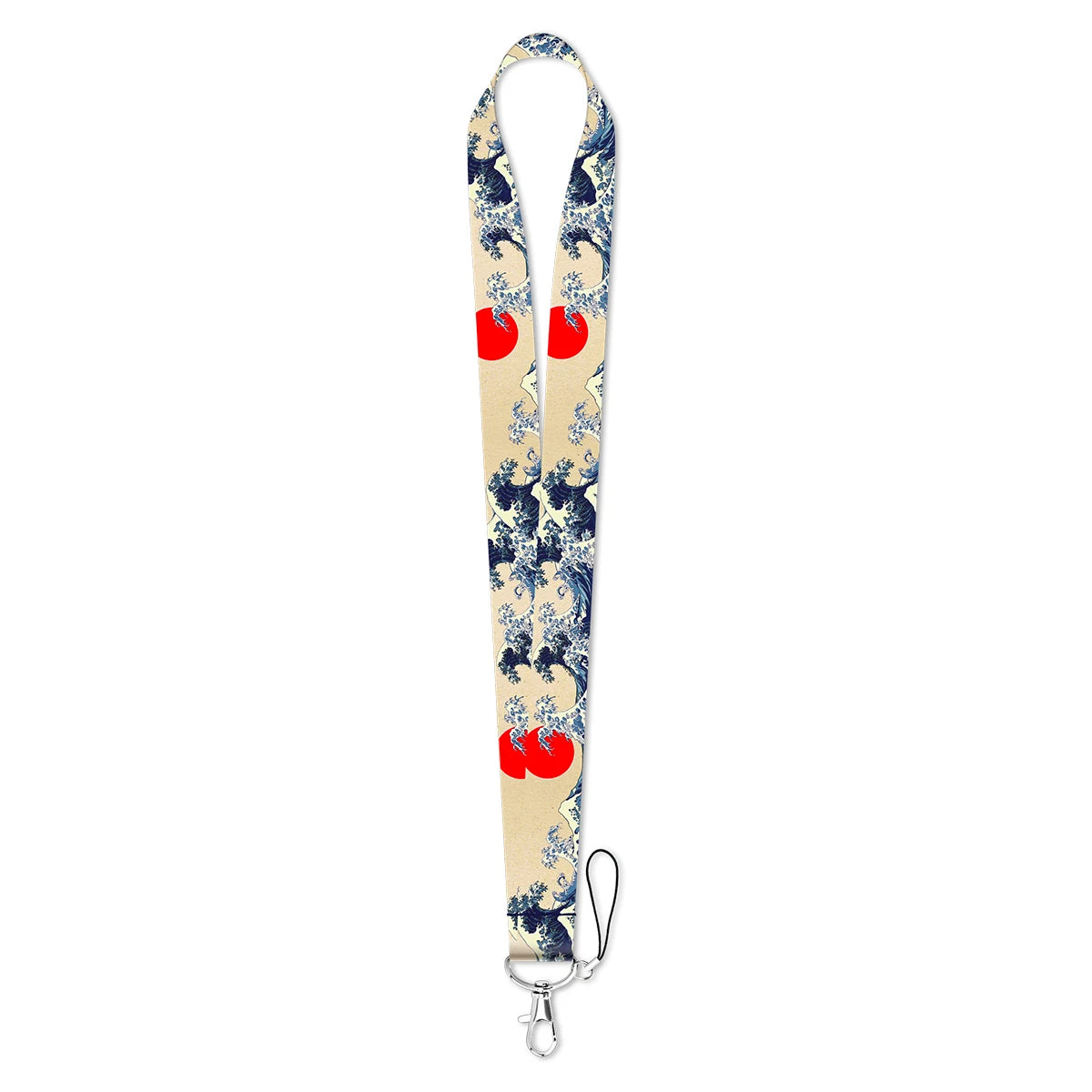 Art Japanese Waves Card Holder Lanyard Neck Strap for Key ID Card Phone Straps Badge Holder DIY Hanging Rope Cosplay Accessories