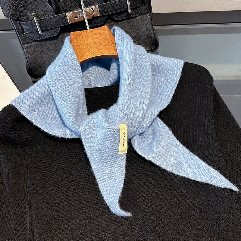 Hundred Percent Wool British Korean Triangular Scarf Women Knit Shawl