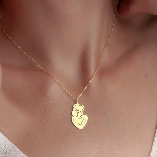 WinWinWin Customized Mother And Baby Name Engraved Necklace Gift