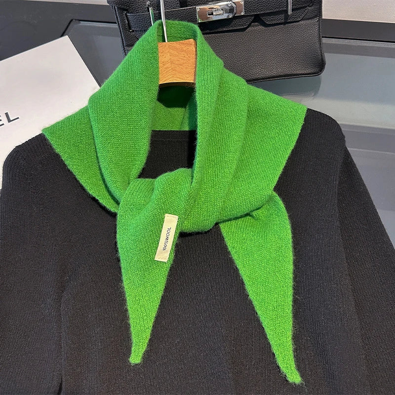 Hundred Percent Wool British Korean Triangular Scarf Women Knit Shawl