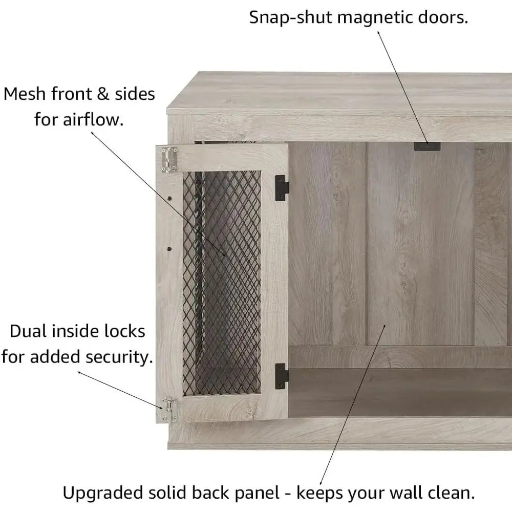 urniture Style Dog Crate with Cushion and Tray, Mesh Dog Kennels with Double Do, End Table Dog House, Medium Crate Indoor Use, C
