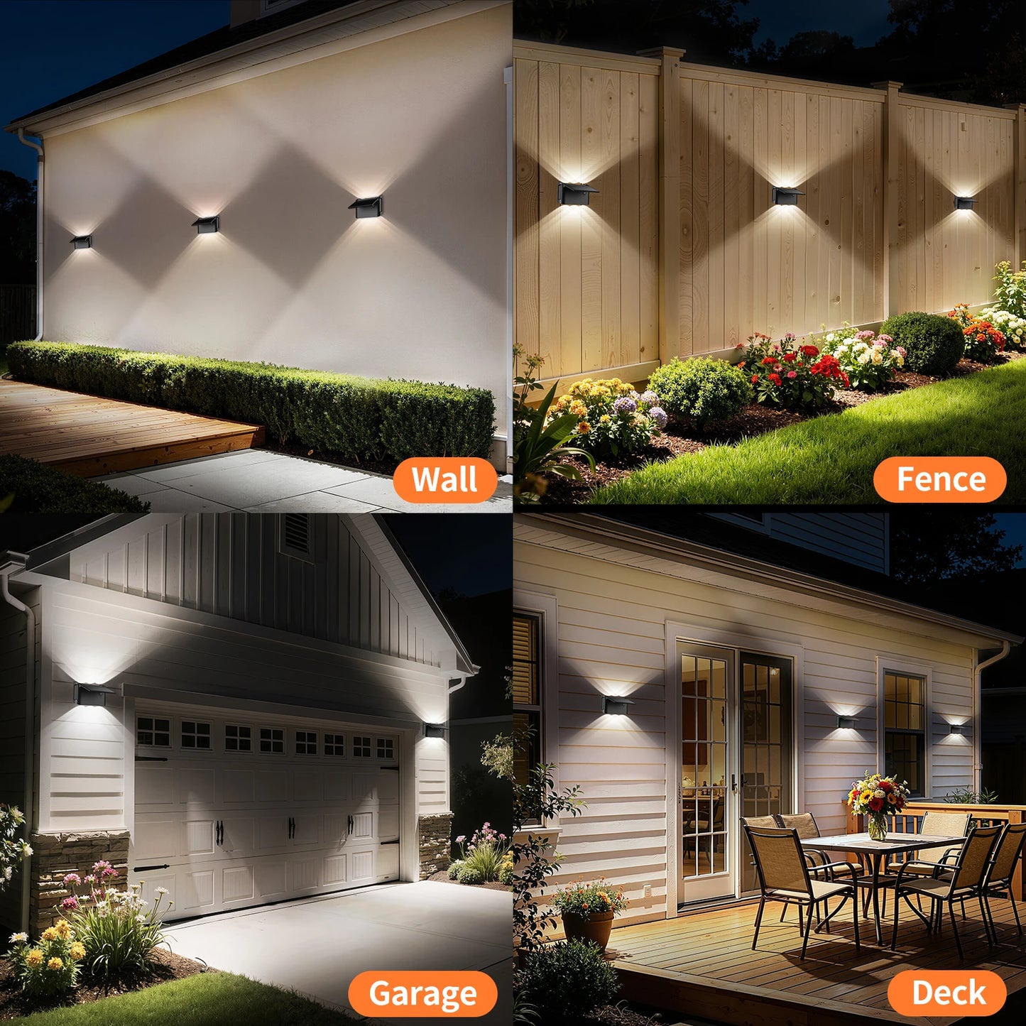 Intelamp Solar Wall Lights 2 Pack With Remote IP65 Waterproof