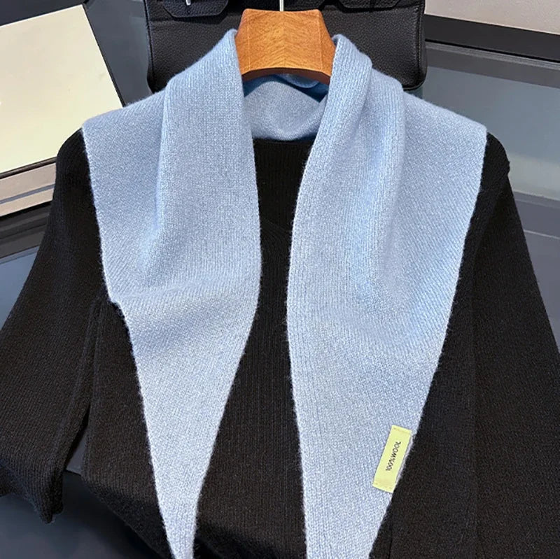 Hundred Percent Wool British Korean Triangular Scarf Women Knit Shawl
