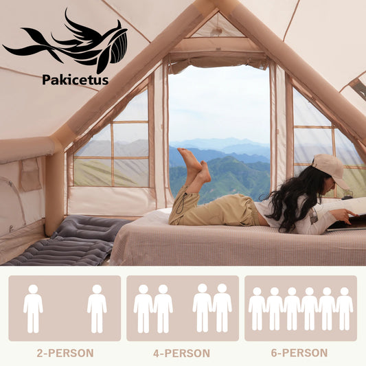PAKICETUS All Season Inflatable Camping Tent With Manual Hand Pump