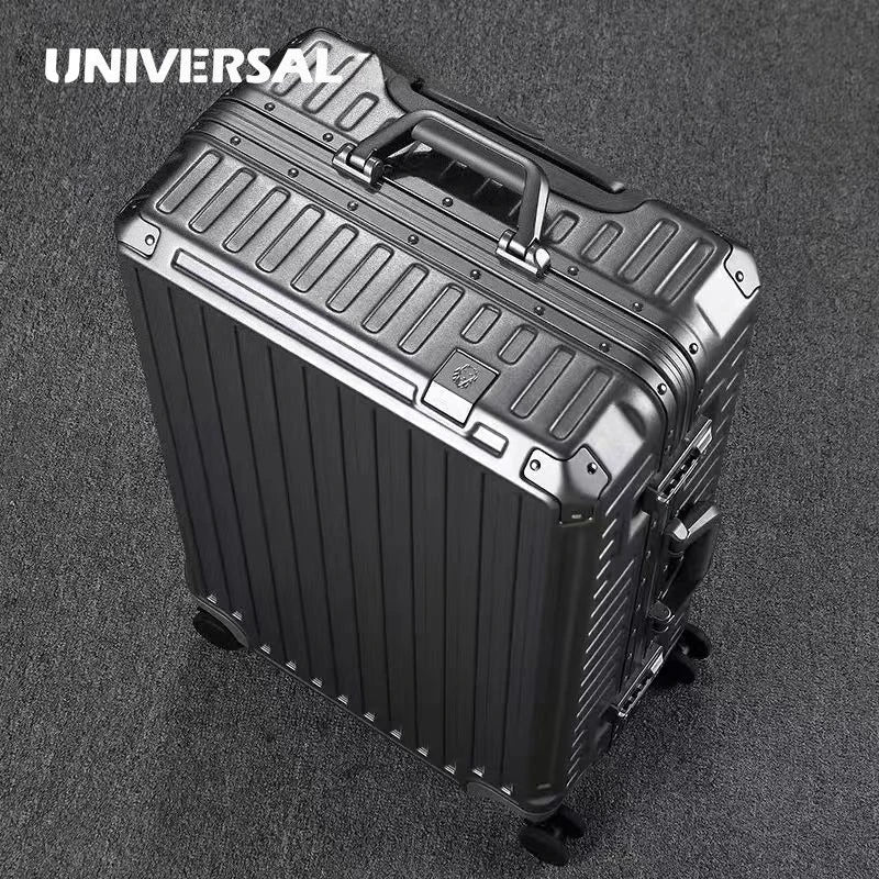 New Ultra Sturdy Aluminum Frame Luggage, 2-Pieces Set 20 22 24 26 28 Inch Carry On Luggage Suitcase Set High Aesthetic Board Case, Universal Wheel Business Travel Box Set, Optional 20-28 Inch