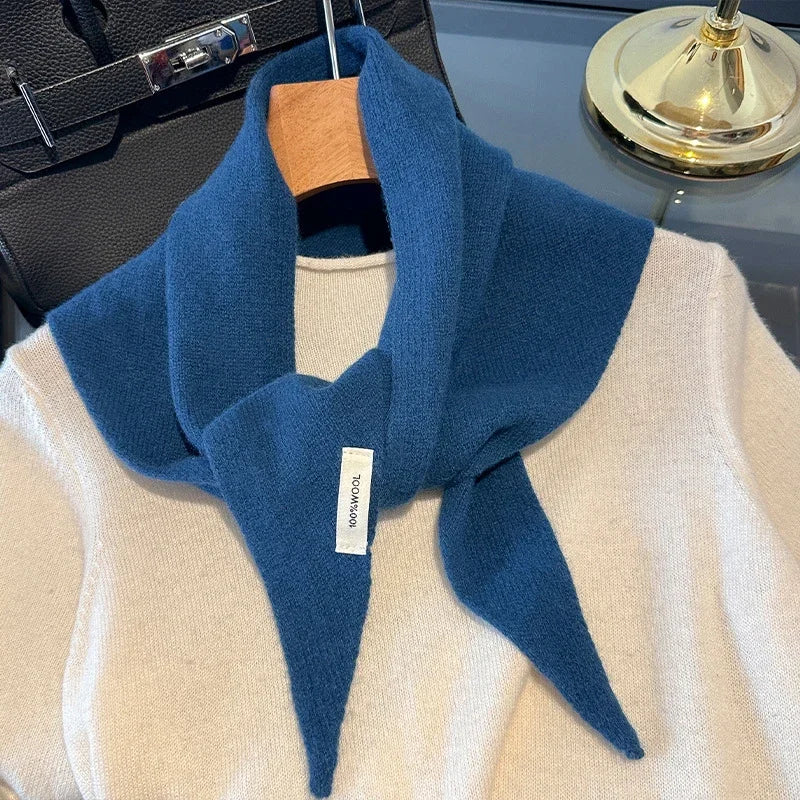 Hundred Percent Wool British Korean Triangular Scarf Women Knit Shawl
