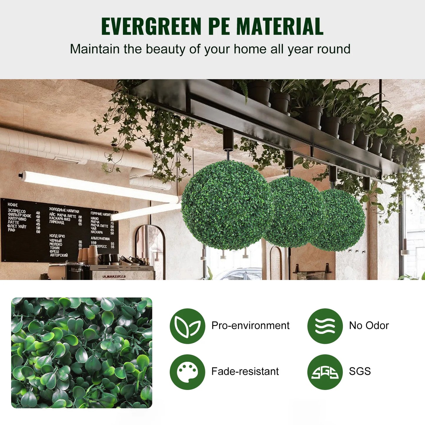 SucceBuy Artificial Topiaries Boxwood Trees 16/20" Tall 2Pcs Ball-Shape Topiaries Plant All-year Green Feaux Plant Decorative
