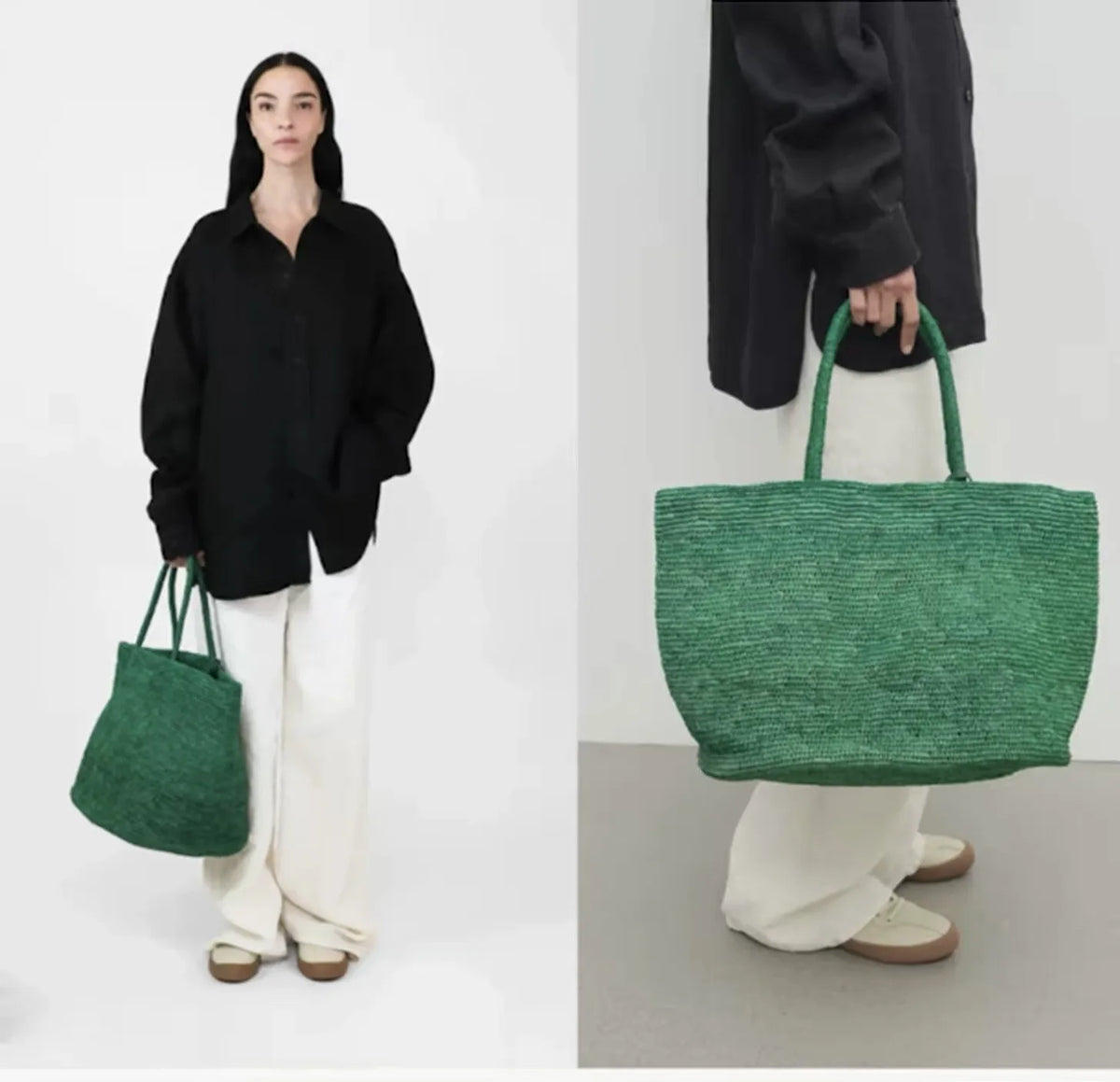 2026 New Summer Handmade Raffia Large Capacity Tote Bag for Women, Natural Straw Beach Bag, Luxury Shoulder Handbag