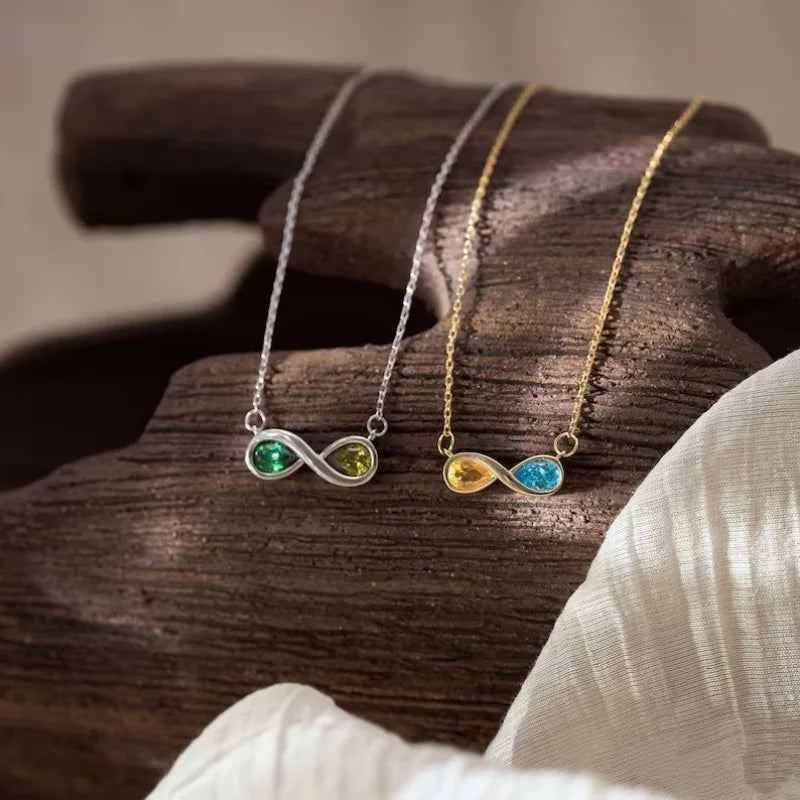 WinWinWin Customized Women's Infinity Loop Pendant Necklace With Zircon Accent