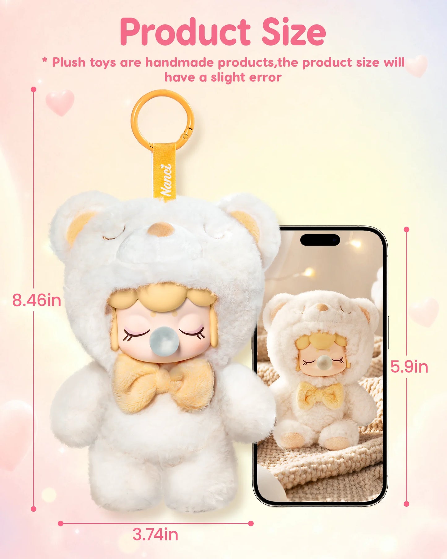 Rolife Nanci Blind Box Nanci Bear Inner World Plush Pendant Action Figure Surprise Box Plush Doll Keychain Toys for Bag Decor Gift for Adults Friends