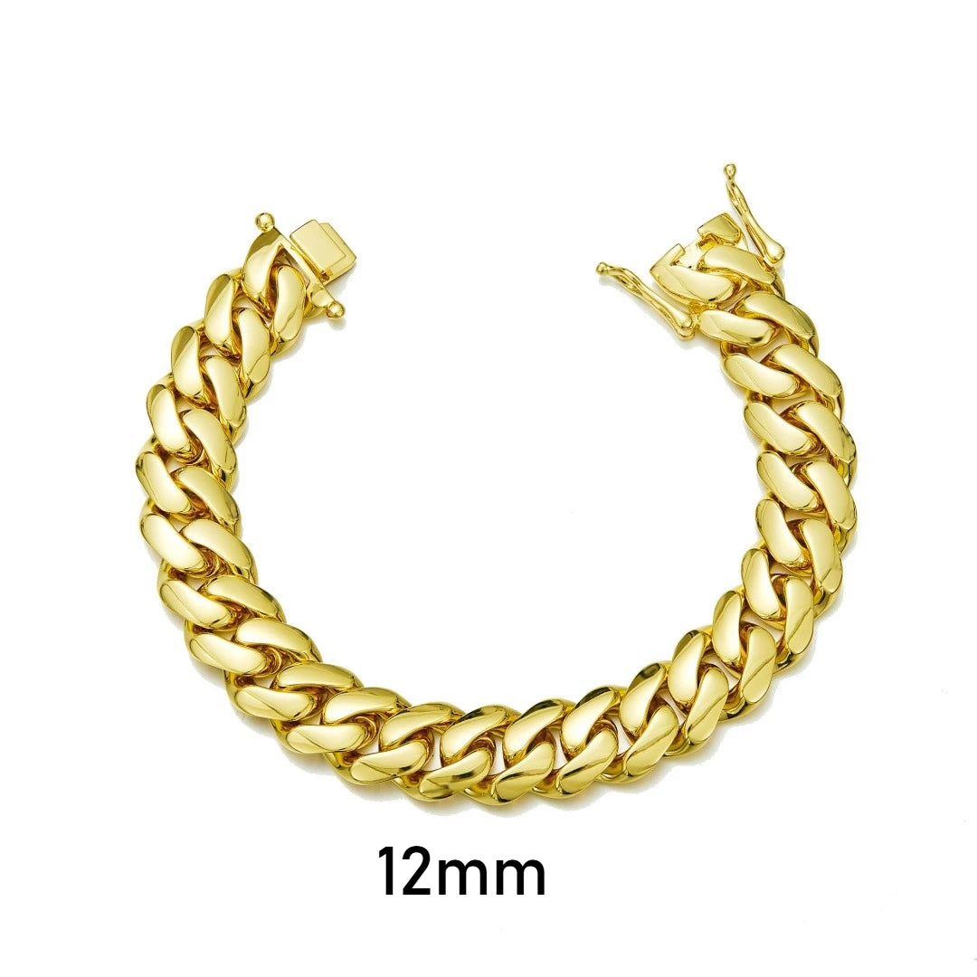 8-14mm Punk Rock Stainless Steel Rhombus Cuban MIami Link Chain Bracelets for Men Hip Hop Rock Jewelry Gold Color Jewelry Gift