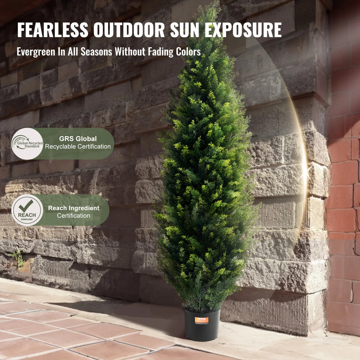 SucceBuy Artificial Cedar Topiary Tree Indoor Outdoor Decor