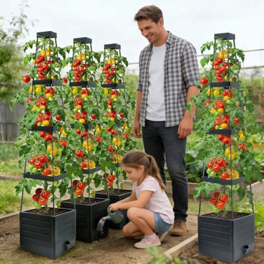 Raised Garden Planter Boxes With Trellis For Climbing Vegetables