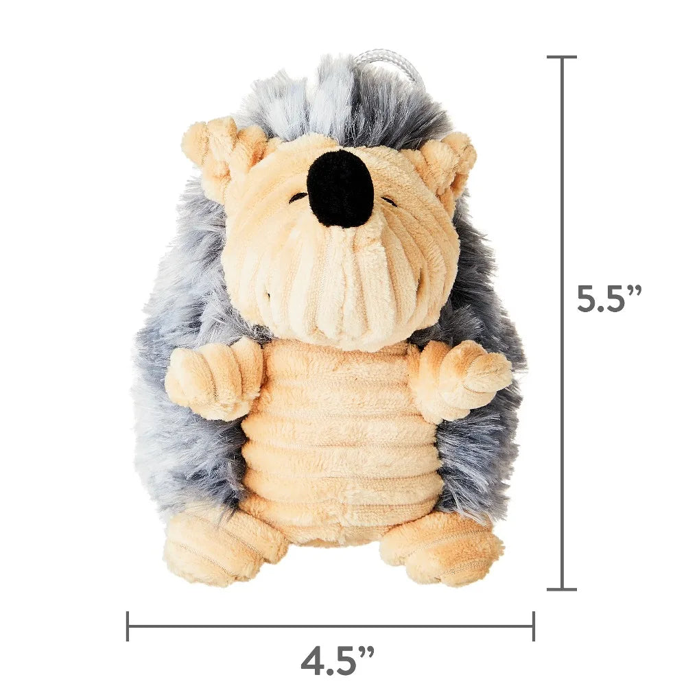 Gray Hedgehog Plush Dog Toy with Squeaker Inside for Aggressive Chewers, Durable Interactive Chew Level 2 Pet Supplies, Cute Small Animal Puppy Chew Toys for Boredom Anxiety Relief, Soft Cuddly Bite Resistant Teething