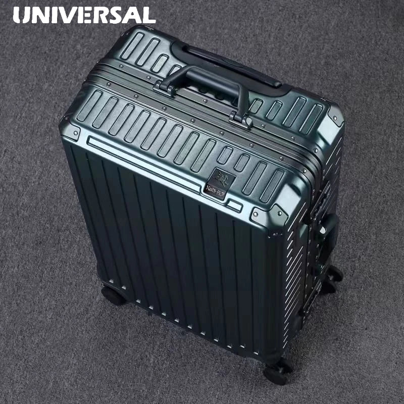 New ultra sturdy aluminum frame luggage,2-Pieces set 20 22 24 26 28 inch carry on luggage suitcase set  high aesthetic board case, universal wheel business travel box set, optional 20-28 inch