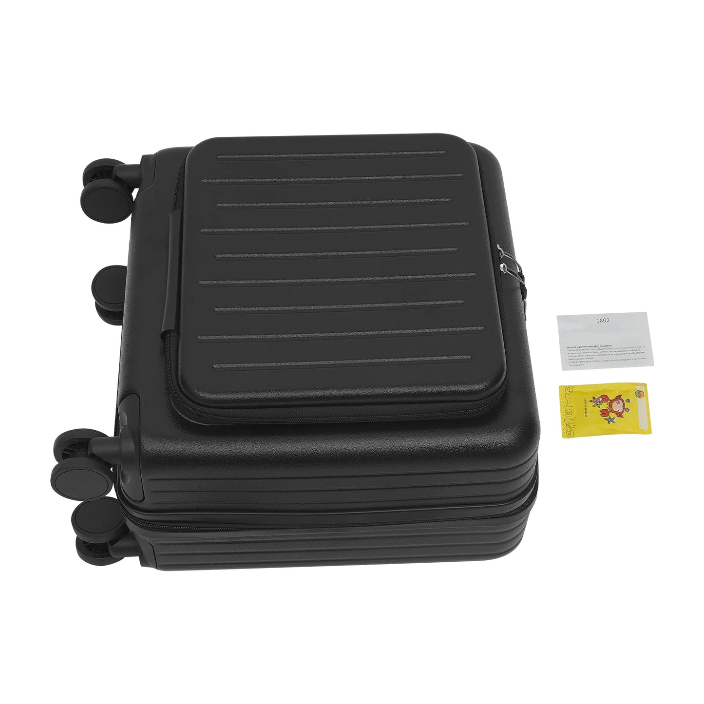 18 Inch Boarding Box Suitcase W/Opening Front Compartment, Multifunctional Men and Women Portable Trolley Case W/Password Lock