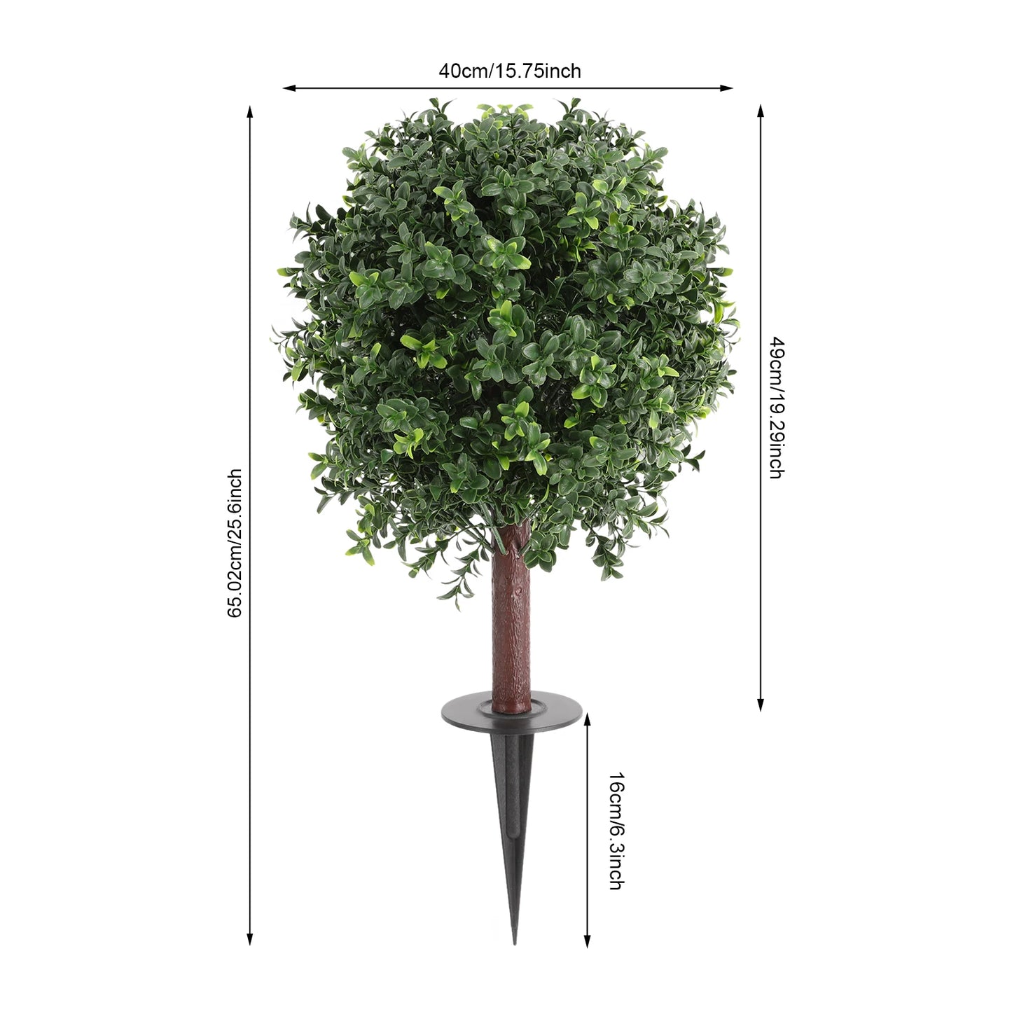 Artificial Boxwood Topiary Trees Set Of 4 Outdoor Faux Plants With Ground Spikes