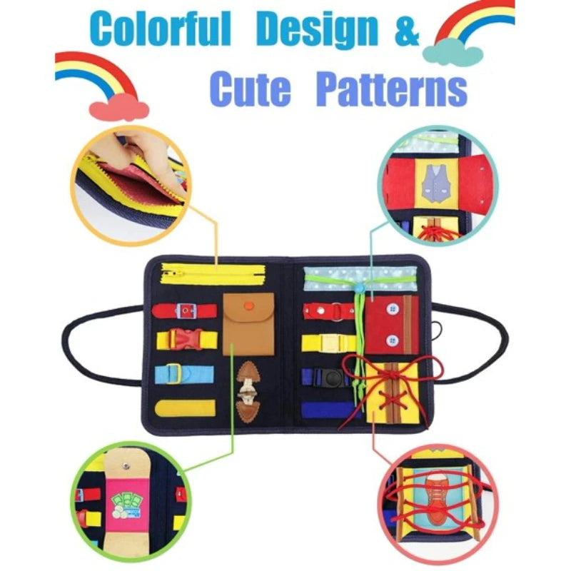 Busy Board Sensory Play Board Montessori Leaning Toys For Toddlers Foldable Sensory Toy Toddler Activity Board-Educational Learn