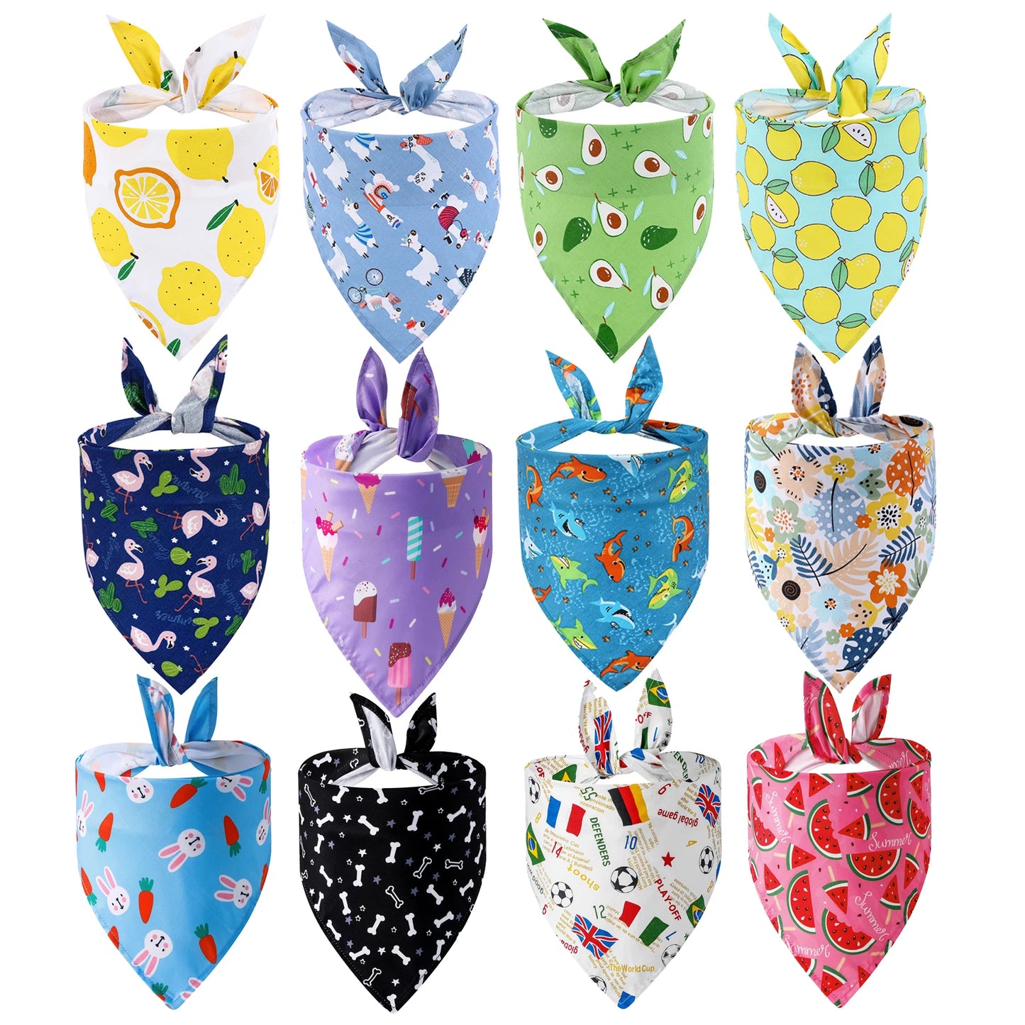 Dog Bandana Fruit Floral Spring Washable Soft Doggy Scarf Kerchief Summer Adjustable for Small Medium Large Dogs Pets
