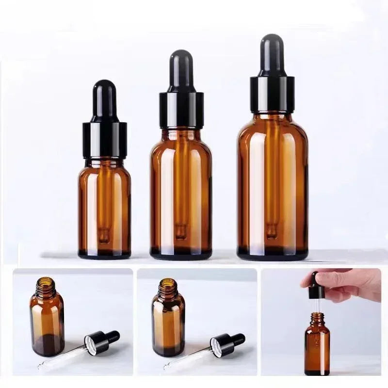 28pcs 15/30/50ml Golden Empty Dropper Bottle Essential Oil Glass Bottle Refillable Aromatherapy with Funnel Glass Eye Dropper
