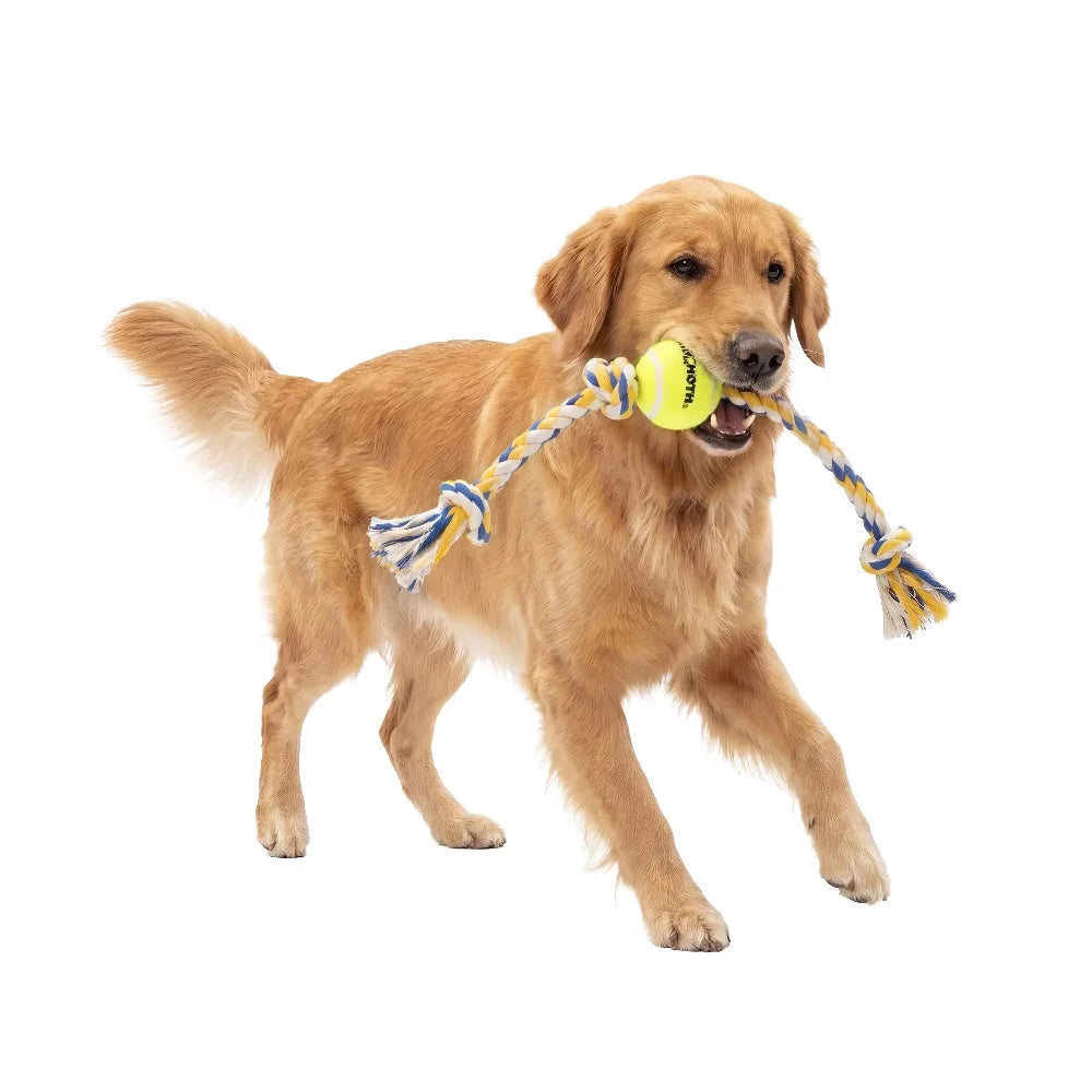 Extra Large 36 Inch Long 5 Knot Super Strong Cotton Blend Tug Rope Dog Chew Toy for Aggressive Chewers Large Breed Dogs Over 80 lbs Interactive Play Teeth Cleaning Durable Rope for Pulling Tossing Fetch Training Heavy