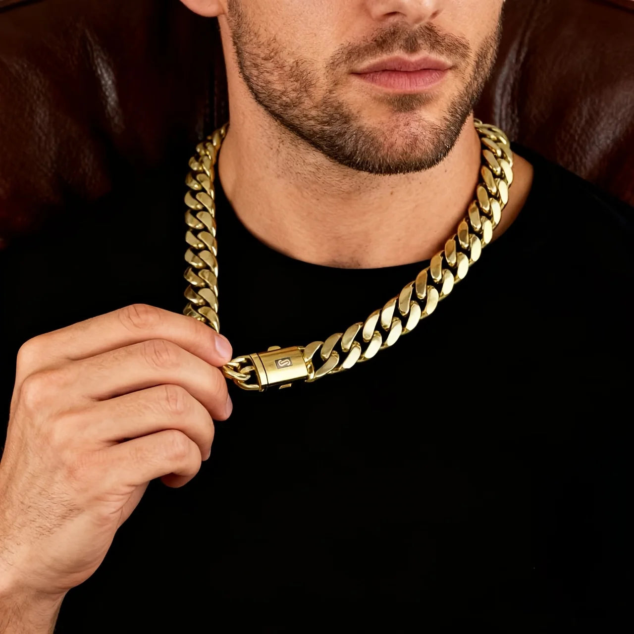6-14mm wide Stainless Steel Cuban Miami Chains Necklaces  unisex Necklace Chain 316L 14K gold-plated Hip Hop Bracelet Gold Color