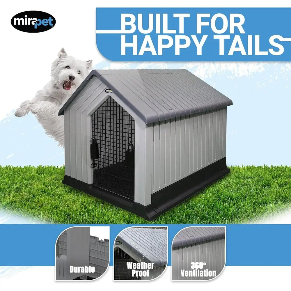 Durable Waterproo Plastic Dog House or Small to Large Sized Dogs, Indoor Outdoor Use Doghouse - Comortable Retreat or Your Pet (
