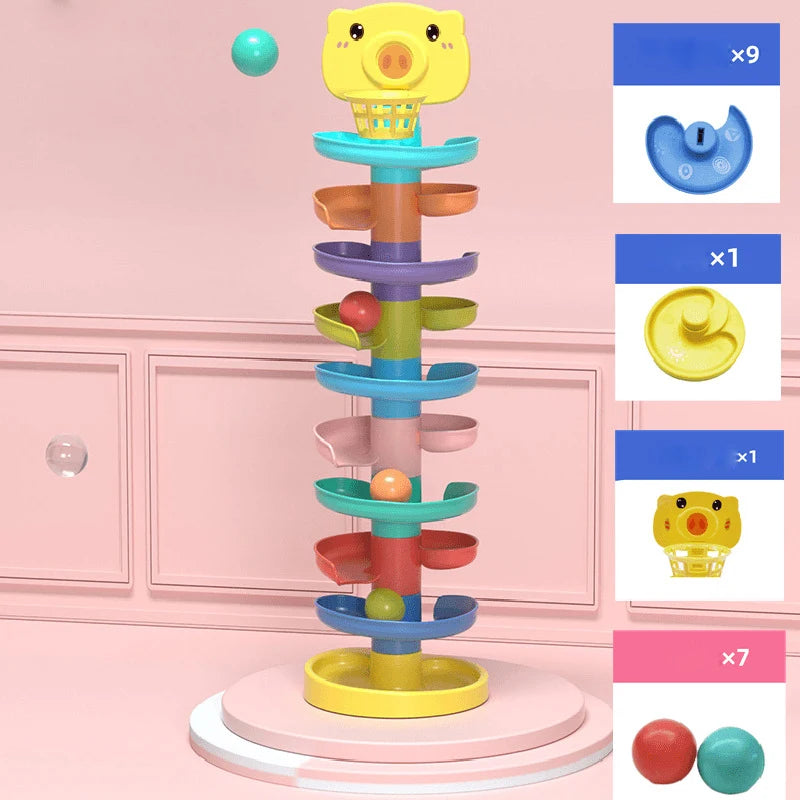Baby Toy Ball Drop Toys for Toddler 1-3Y Rolling Ball Pile Tower Montessori Educational Stacking Games for Babies Sensory Toys