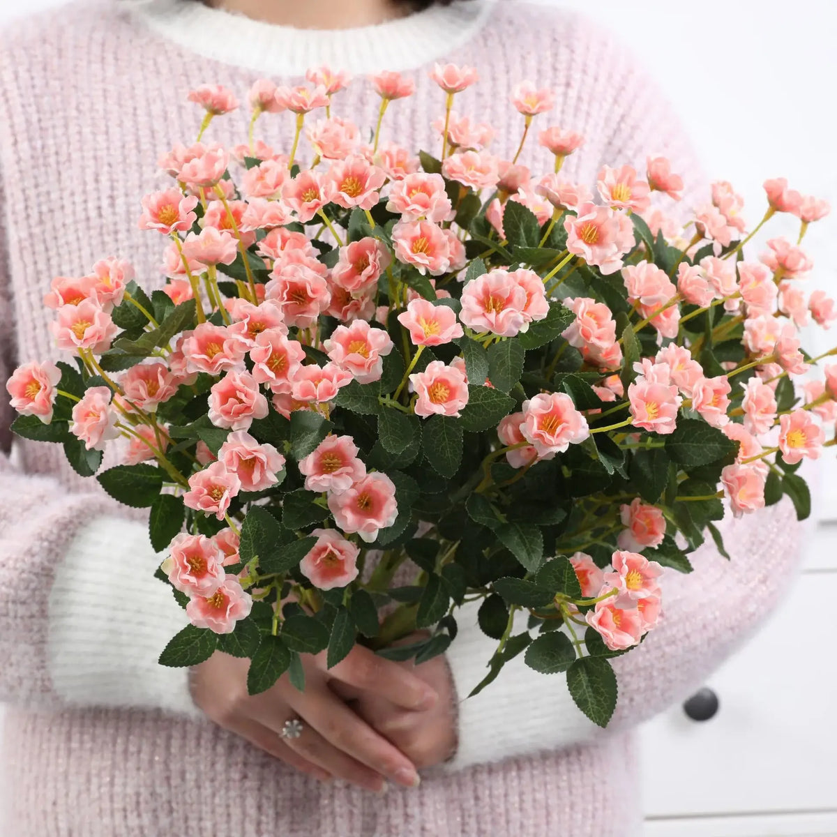 Youyouhuan Artificial Silk Rose Garden Decor Bouquet 15 Heads