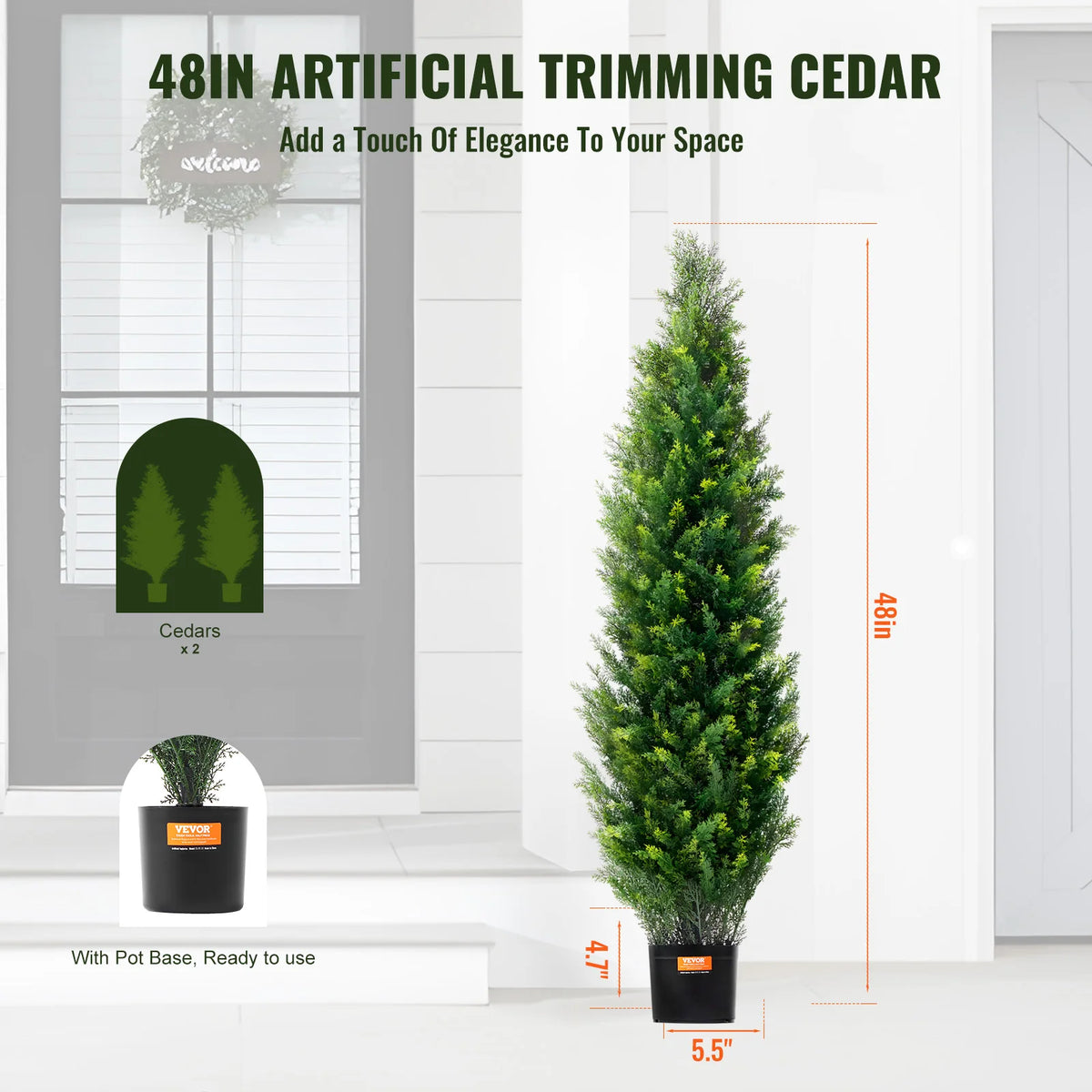 SucceBuy Artificial Cedar Topiary Tree Indoor Outdoor Decor