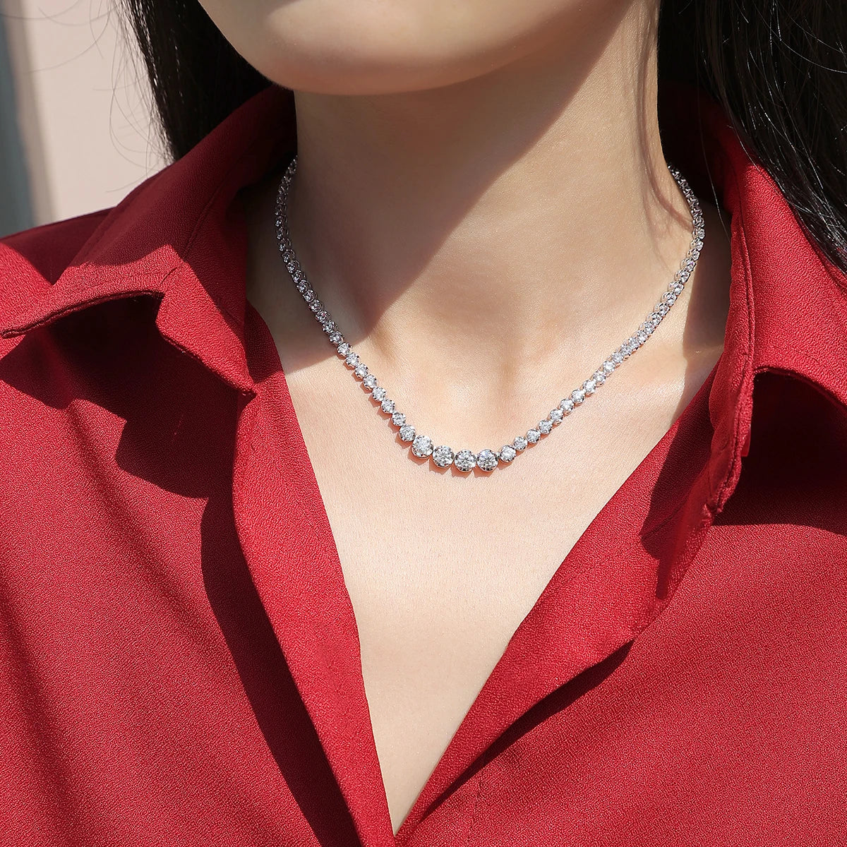 Jiuzuan 925 Silver Moissanite Necklace With Certificate Authentication