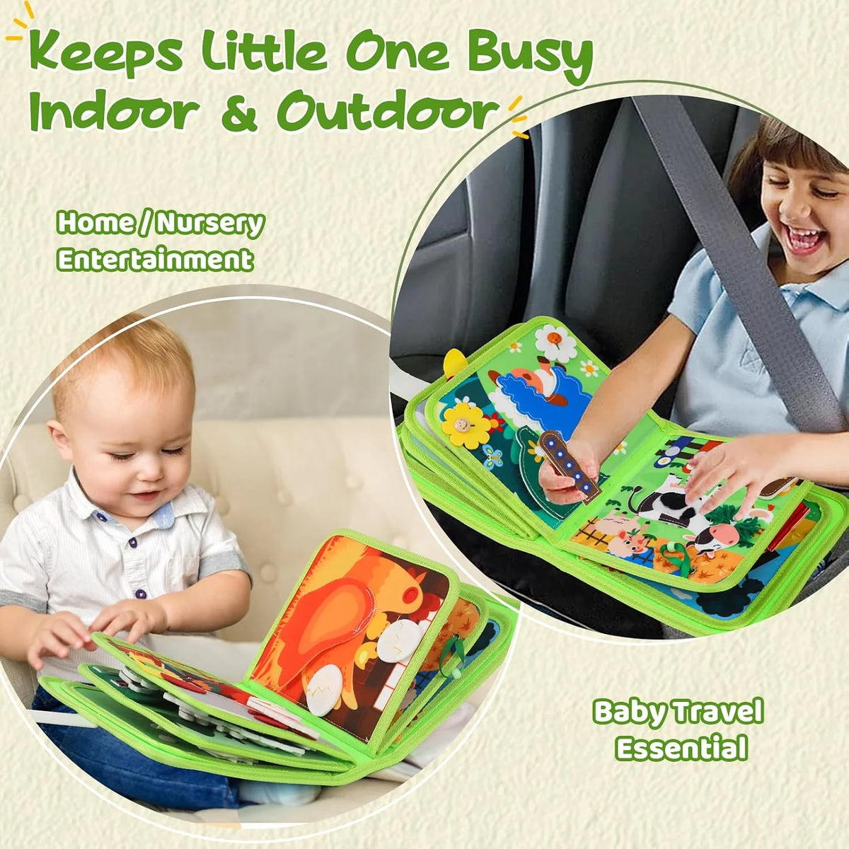Montessori Farm Busy Book Sensory Learning Toy for Toddlers
