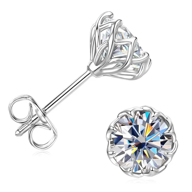 OXTAO Moissanite Circular Stud Earrings for Women 14K Gold Filled Flower Earring Fine Jewelry 6mm/8mm D Color Lab Diamond Gift