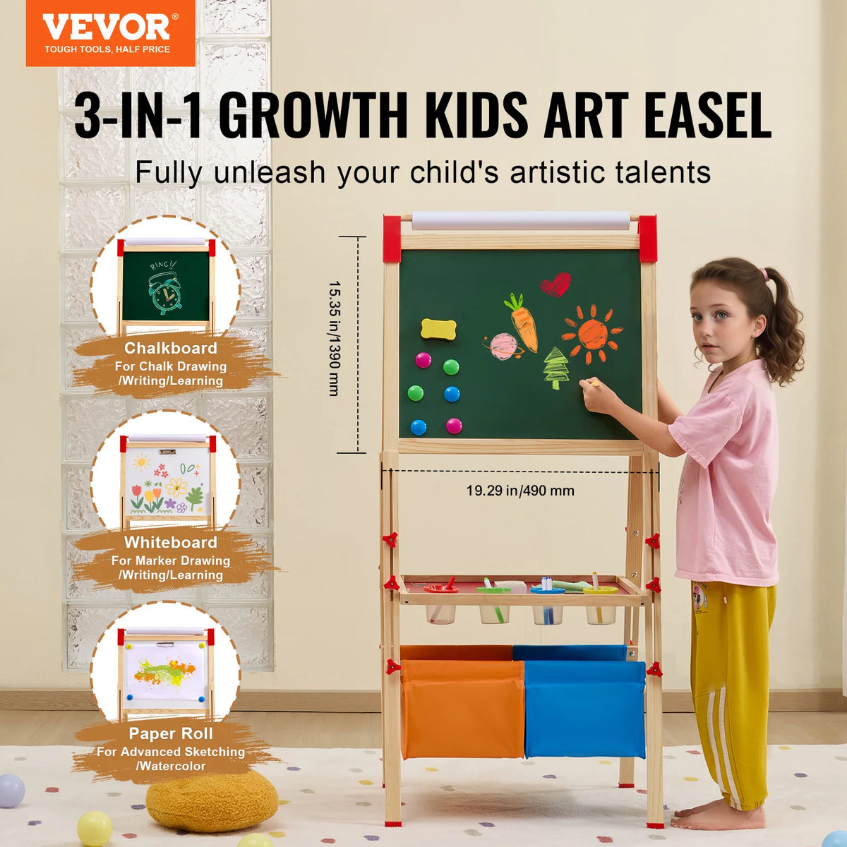 SucceBuy Children Magnetic Drawing Board And Standing Art Easel