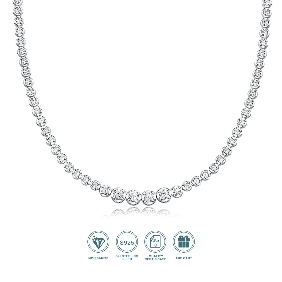 Jiuzuan 925 Silver Moissanite Necklace With Certificate Authentication