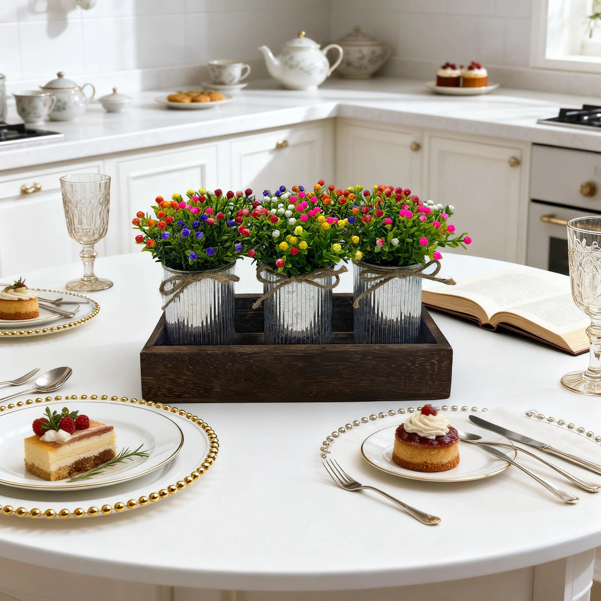 Artificial Babys Breath Gypsophila Set With Paper Pots And Galvanized Bucket