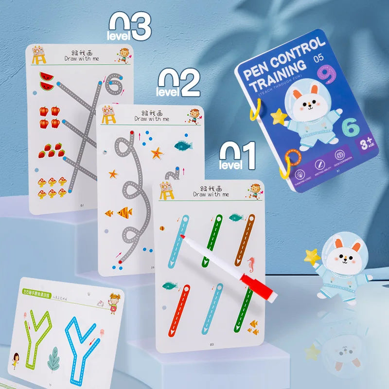 Magical Tracing Workbook Montessori Pen Control Training Books Reusable Magic Practice Copybook Children Drawing Education Toys