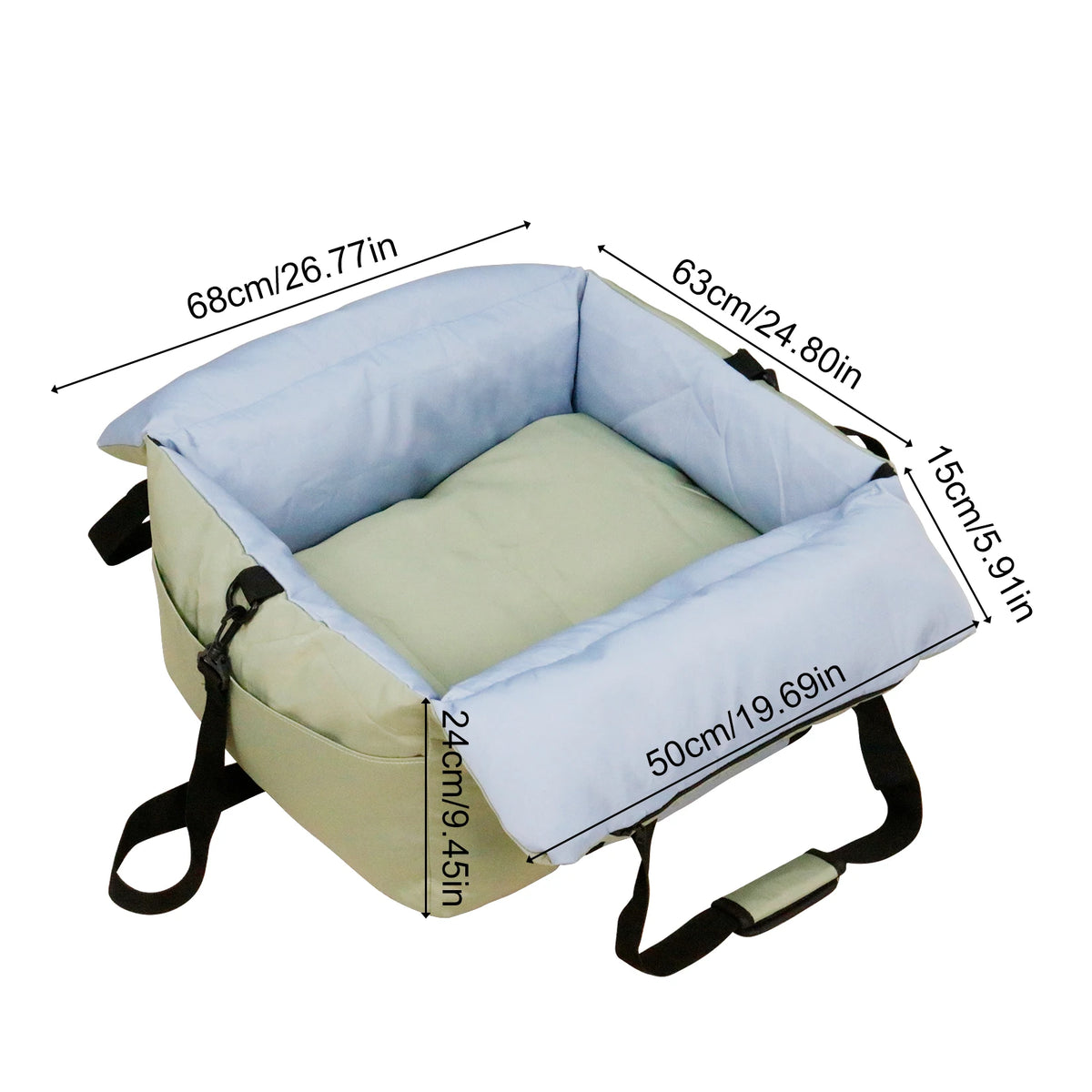 BORWART Portable Dog Car Seat Pet Booster Travel Carrier Bed