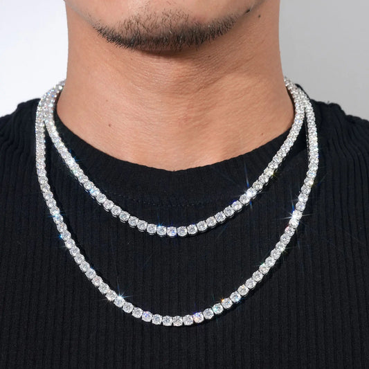 LYEE CYEE Sterling Silver VVS Moissanite Tennis Chain Necklace