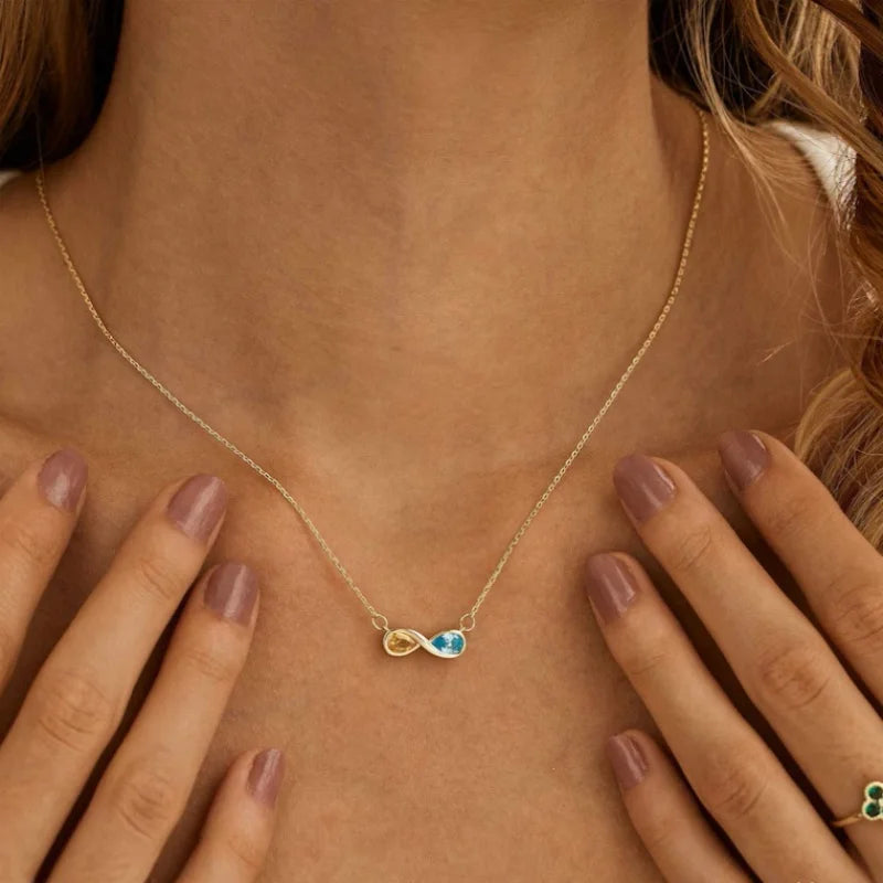 WinWinWin Customized Women's Infinity Loop Pendant Necklace With Zircon Accent