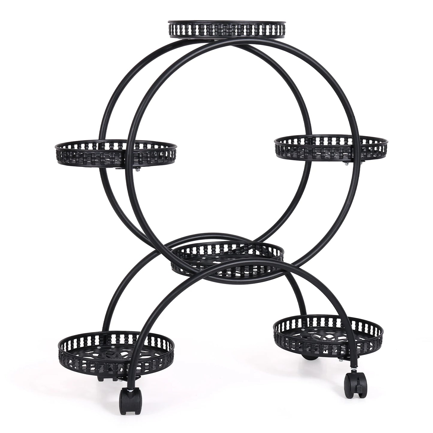 Metal Plant Stand Garden Cart With Wheels For Patio And Yard