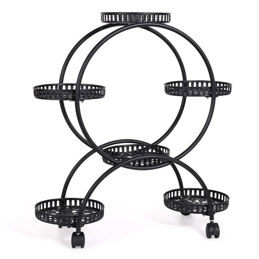 Metal Plant Stand Garden Cart With Wheels For Patio And Yard