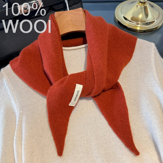 Hundred Percent Wool British Korean Triangular Scarf Women Knit Shawl