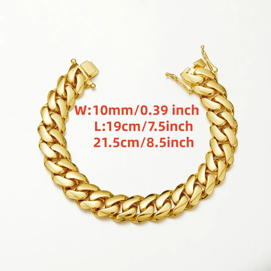 8-14mm Punk Rock Stainless Steel Rhombus Cuban MIami Link Chain Bracelets for Men Hip Hop Rock Jewelry Gold Color Jewelry Gift