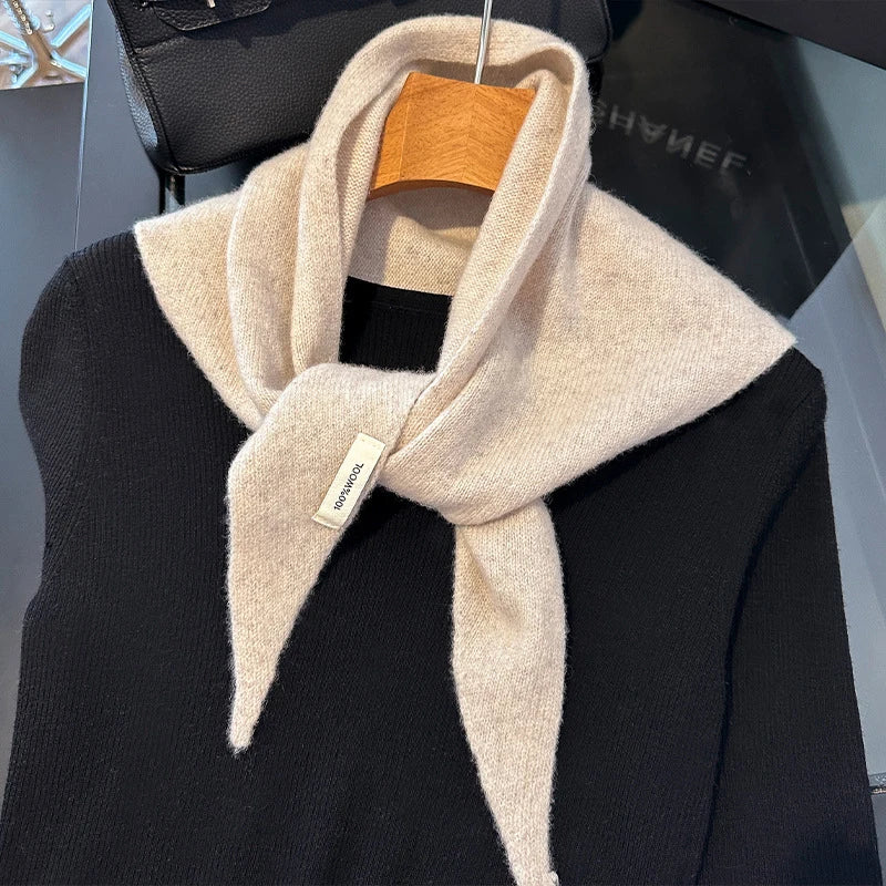 Hundred Percent Wool British Korean Triangular Scarf Women Knit Shawl
