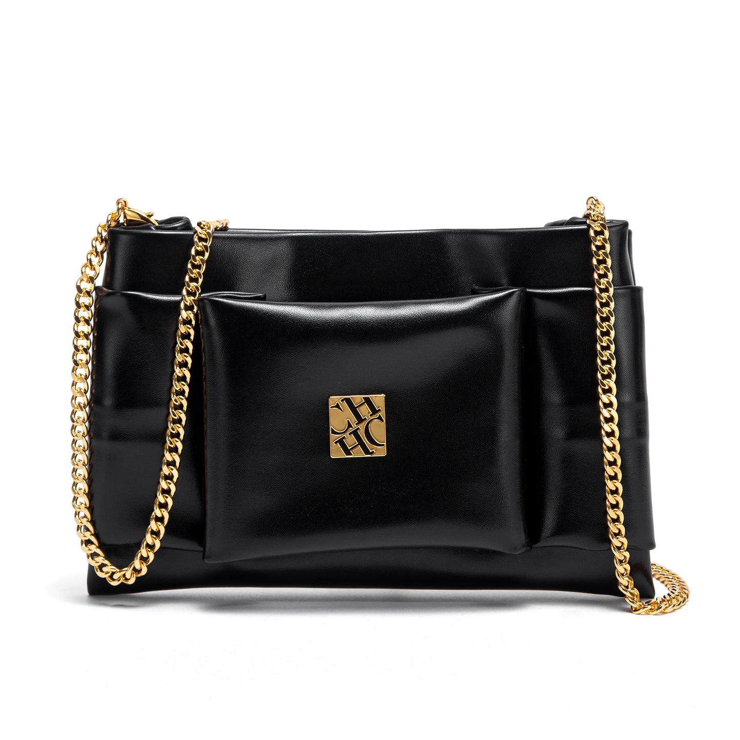 CHCH Women's Shoulder Bag New Simple Black Detachable Dual purpose Chain Bag Business Wallet